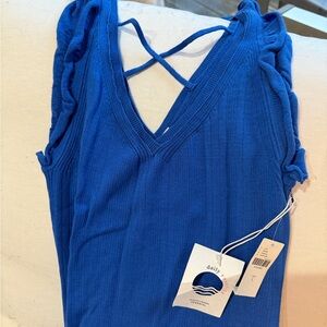 Blue Sleeveless Knit Dress